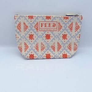 THE FEED PROJECT Orange and Grey Zip Pouch Cosmetic Bag